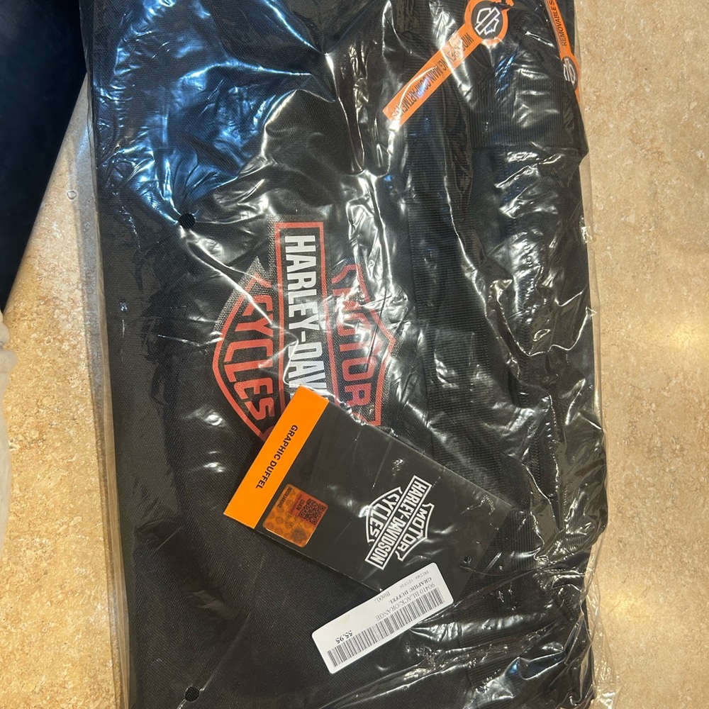 Harley-Davidson Black and Orange Graphic Duffel